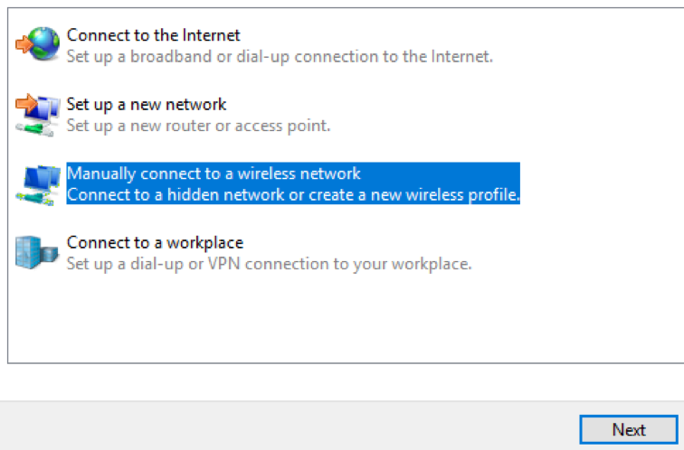 Manually connect to a wireless network